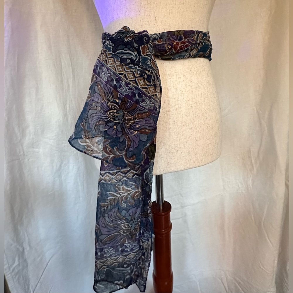 Silk Scarf with Hand Painted Gold